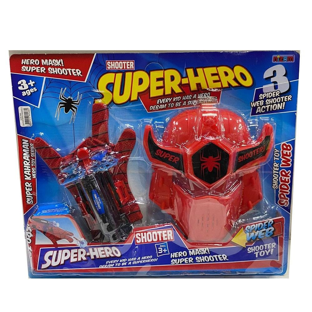 SUPER HERO 3 ÇOKLU ÖRÜMCEK AĞ FIRLATICI VE MASKE SETİ